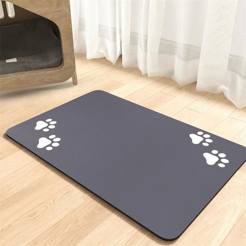 Pet Feeding Mat Absorbent Waterproof Dog Cat Placemat Quick Dry Silicone Rubber Backing Food Water Bowl Pad