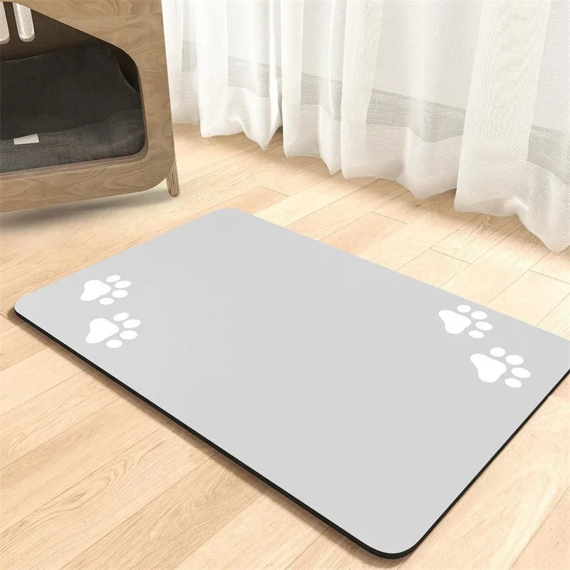 Pet Feeding Mat Absorbent Waterproof Dog Cat Placemat Quick Dry Silicone Rubber Backing Food Water Bowl Pad