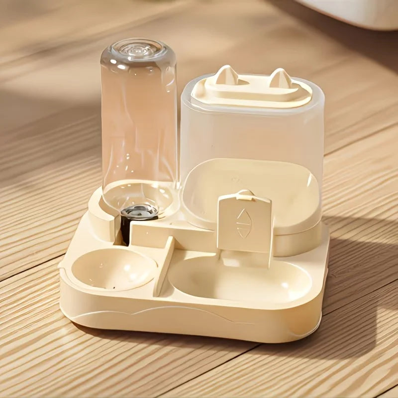 2-in-1 Large Pet Feeder & Water Dispenser, Dry Wet Separation, Durable Plastic, Transparent, No Battery, For Cats and Dogs Travel