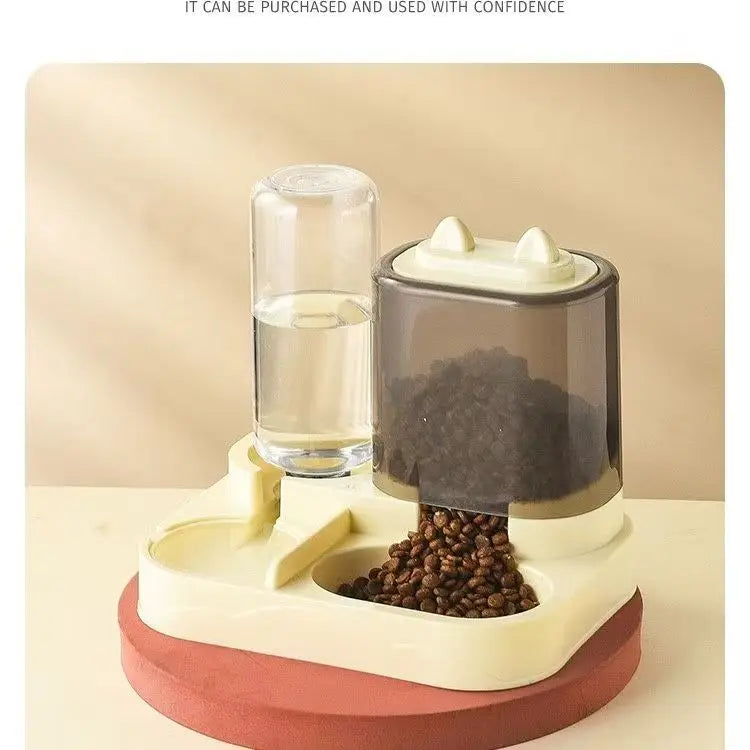 2-in-1 Large Pet Feeder & Water Dispenser, Dry Wet Separation, Durable Plastic, Transparent, No Battery, For Cats and Dogs Travel