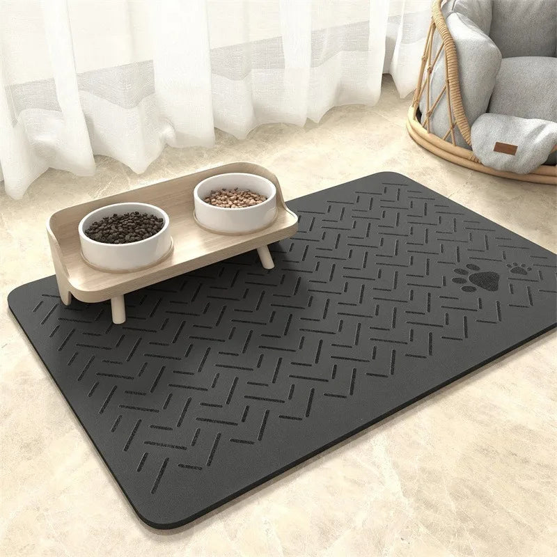 Pet Feeding Mat Absorbent Waterproof Dog Cat Placemat Quick Dry Silicone Rubber Backing Food Water Bowl Pad