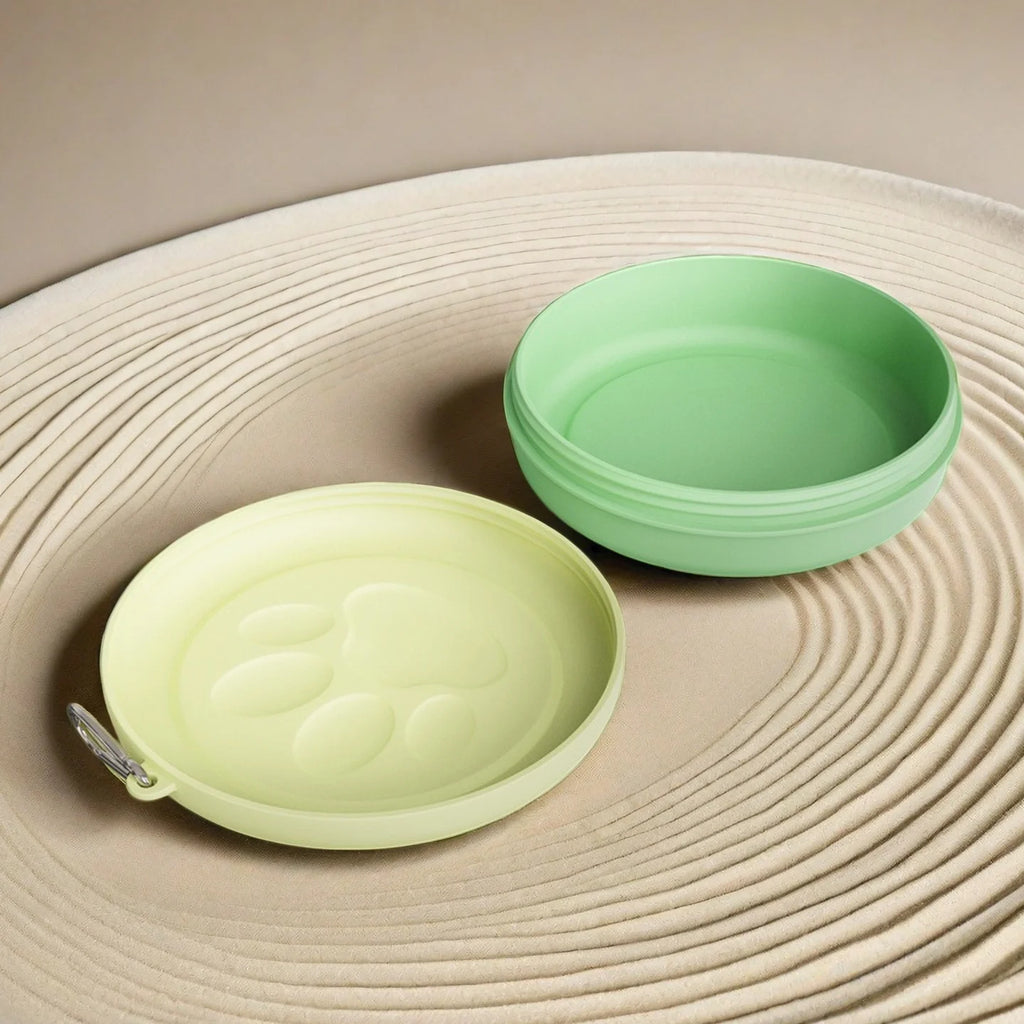 Portable Outdoor Pet Bowl: 2-in-1 Travel Dog Food Dish with Treat Compartment