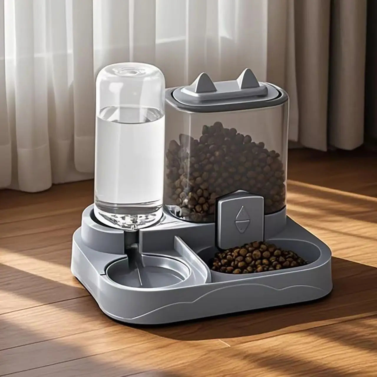 2-in-1 Large Pet Feeder & Water Dispenser, Dry Wet Separation, Durable Plastic, Transparent, No Battery, For Cats and Dogs Travel