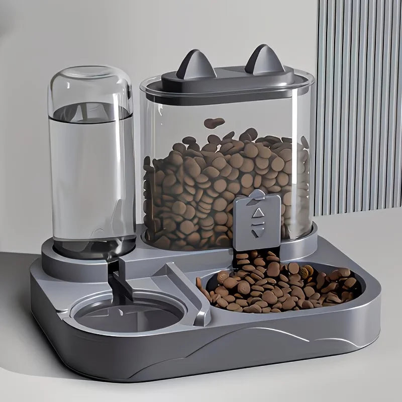 2-in-1 Large Pet Feeder & Water Dispenser, Dry Wet Separation, Durable Plastic, Transparent, No Battery, For Cats and Dogs Travel