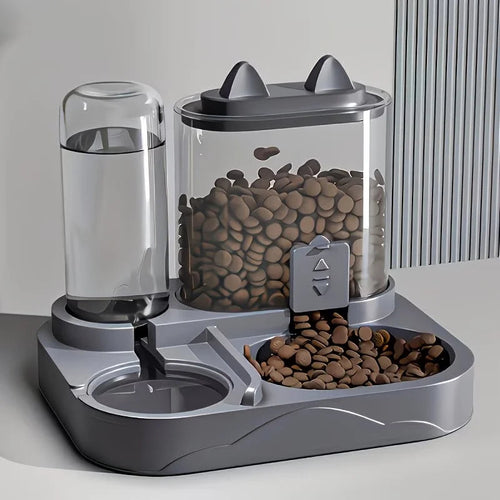 2-in-1 Large Pet Feeder & Water Dispenser, Dry Wet Separation, Durable Plastic, Transparent, No Battery, For Cats and Dogs Travel