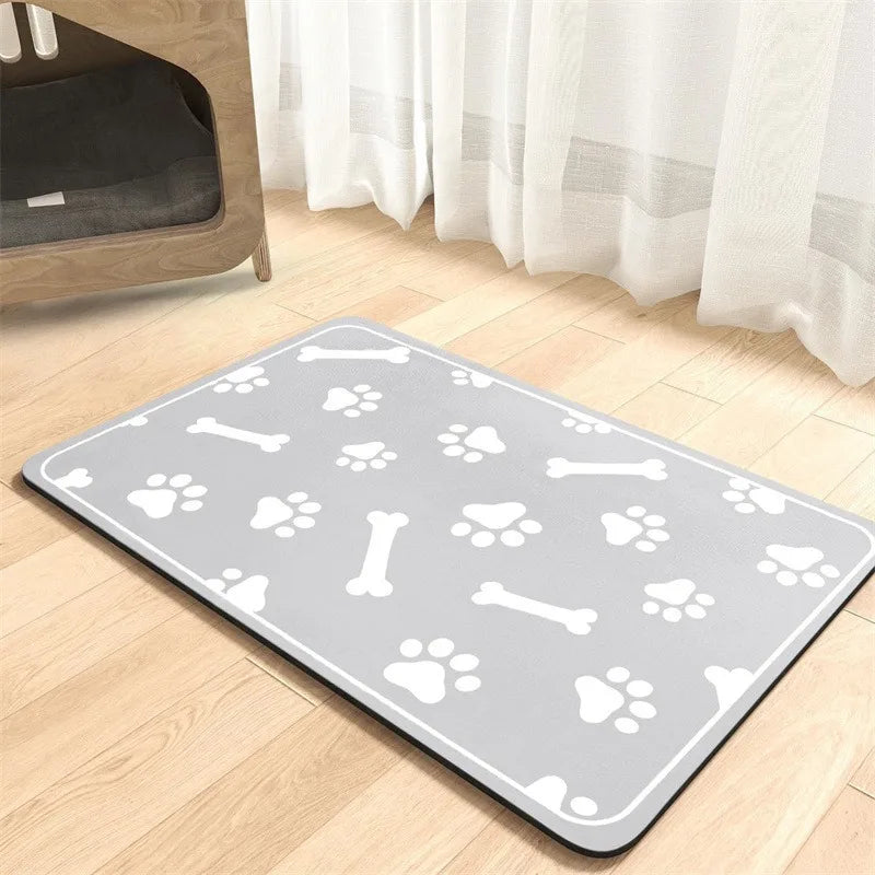 Pet Feeding Mat Absorbent Waterproof Dog Cat Placemat Quick Dry Silicone Rubber Backing Food Water Bowl Pad