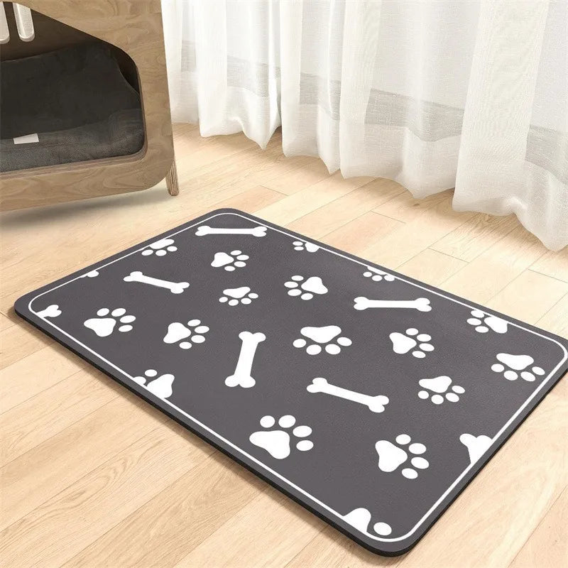 Pet Feeding Mat Absorbent Waterproof Dog Cat Placemat Quick Dry Silicone Rubber Backing Food Water Bowl Pad