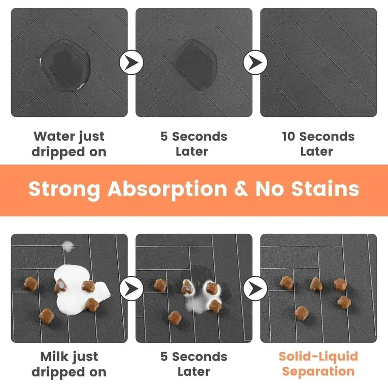 Pet Feeding Mat Absorbent Waterproof Dog Cat Placemat Quick Dry Silicone Rubber Backing Food Water Bowl Pad