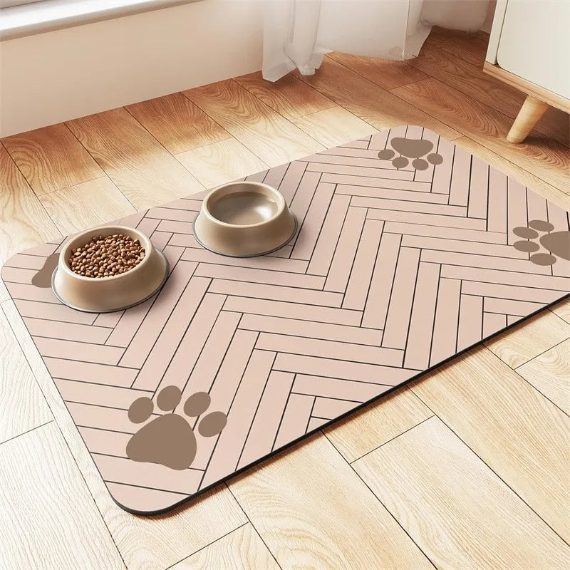 Pet Feeding Mat Absorbent Waterproof Dog Cat Placemat Quick Dry Silicone Rubber Backing Food Water Bowl Pad