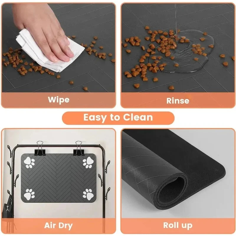 Pet Feeding Mat Absorbent Waterproof Dog Cat Placemat Quick Dry Silicone Rubber Backing Food Water Bowl Pad