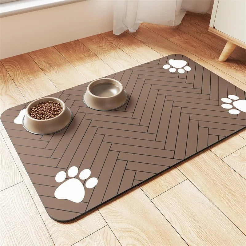 Pet Feeding Mat Absorbent Waterproof Dog Cat Placemat Quick Dry Silicone Rubber Backing Food Water Bowl Pad