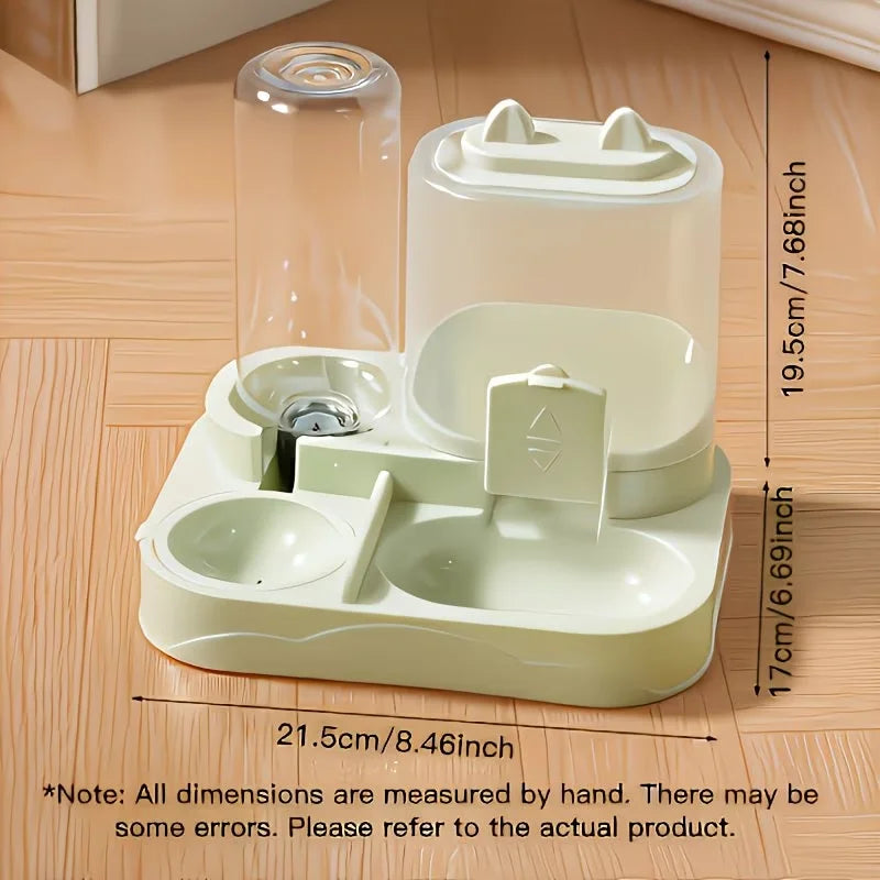 2-in-1 Large Pet Feeder & Water Dispenser, Dry Wet Separation, Durable Plastic, Transparent, No Battery, For Cats and Dogs Travel