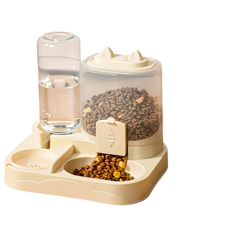2-in-1 Large Pet Feeder & Water Dispenser, Dry Wet Separation, Durable Plastic, Transparent, No Battery, For Cats and Dogs Travel
