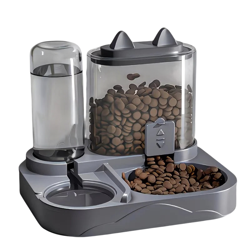 2-in-1 Large Pet Feeder & Water Dispenser, Dry Wet Separation, Durable Plastic, Transparent, No Battery, For Cats and Dogs Travel
